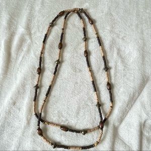 Neutral Colors Long Beaded Necklace casual wear.  Coordinates with most outfits